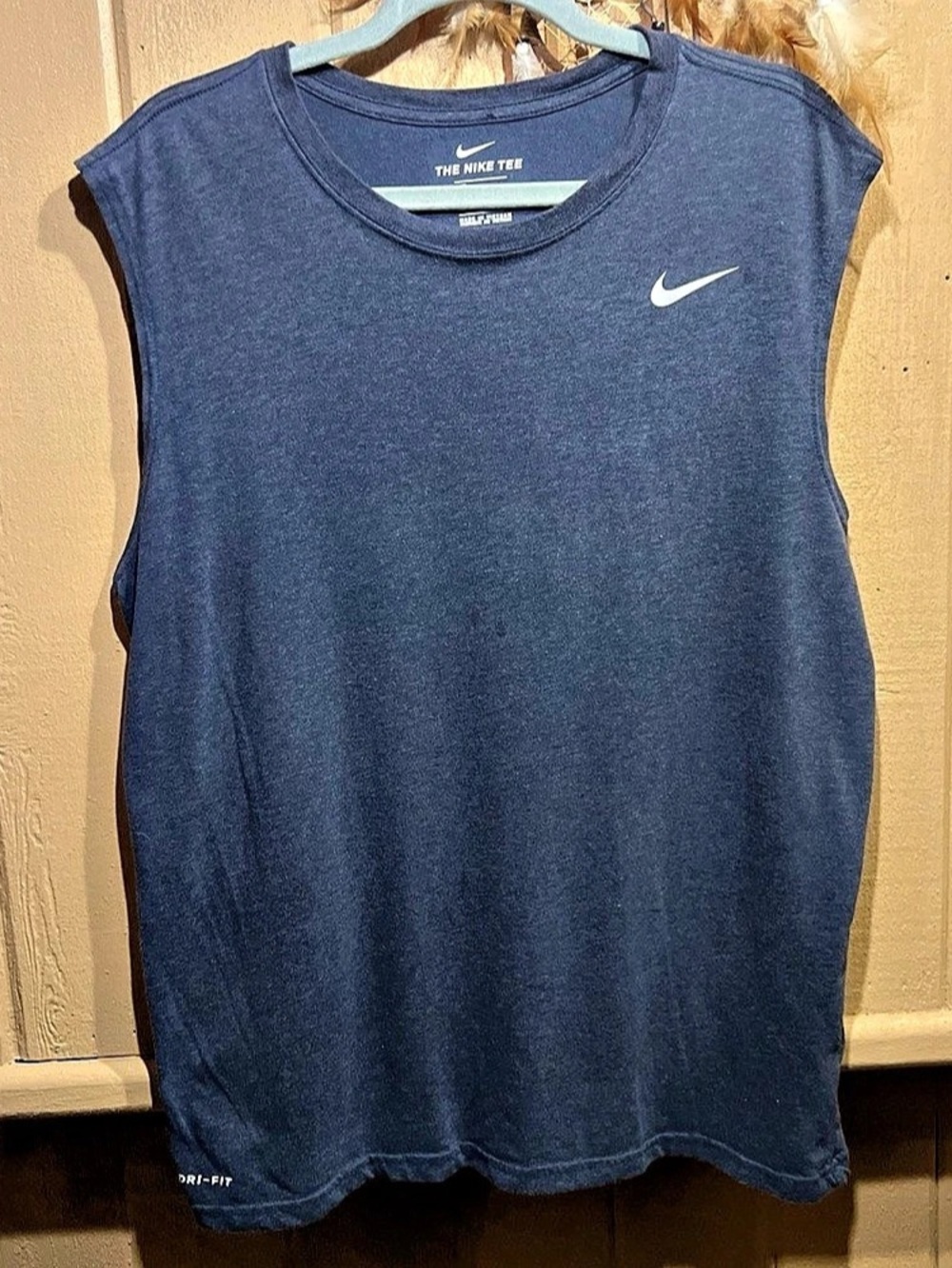 Nike Dri-FIT Sleeveless Training Tank Top in heathered Blue large